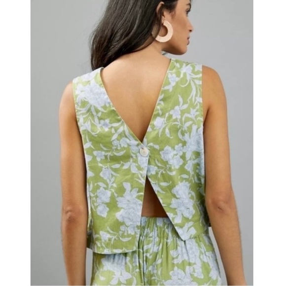 Anthropologie Tops - Maeve by Anthropologie Green Floral Sleeveless Top